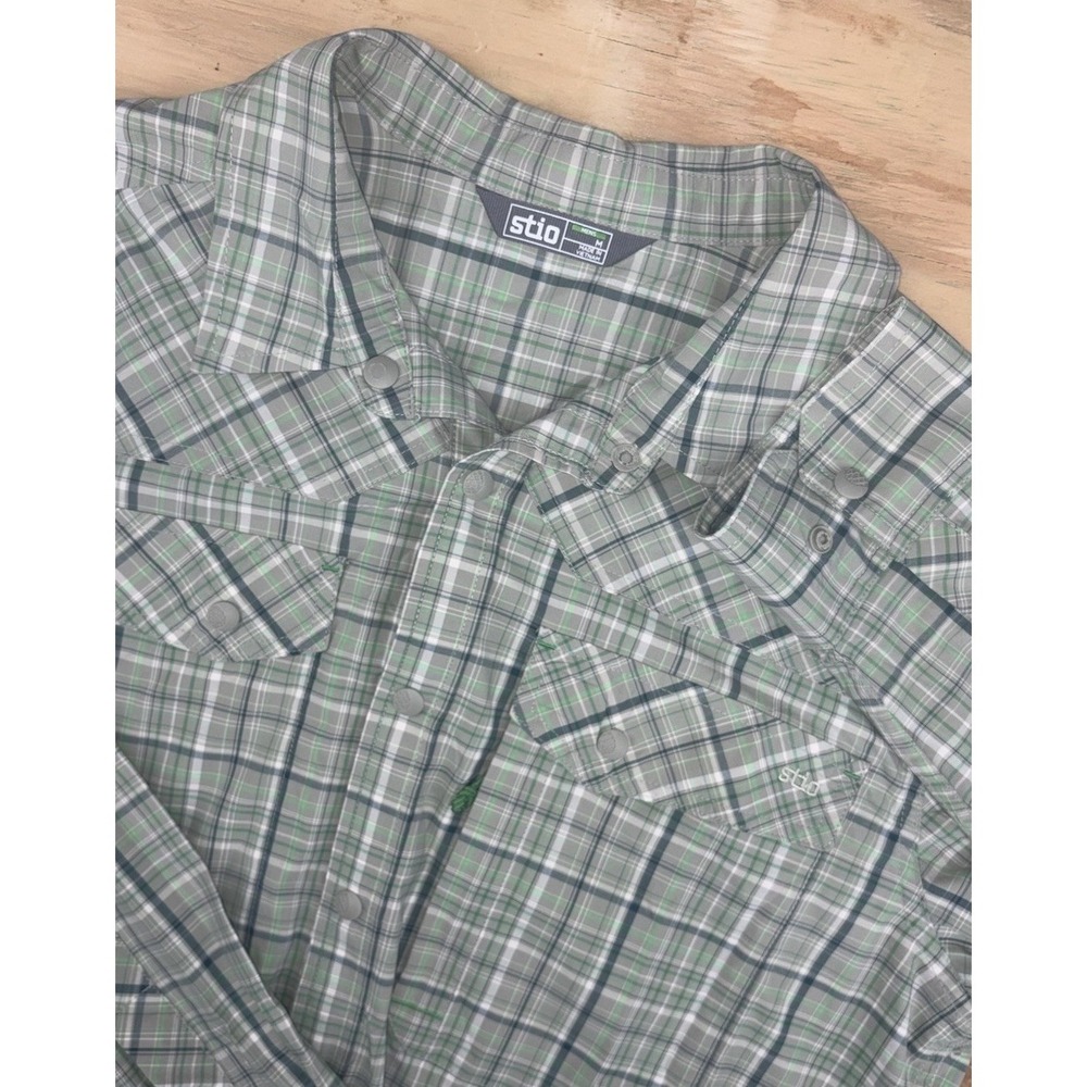 Stio Eddy Drift Shirt Sage Flats Plaid  water-resistant UPF 50+ Medium